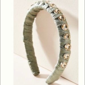 Anthropologie Jenni Rhinestone Headband in Moss